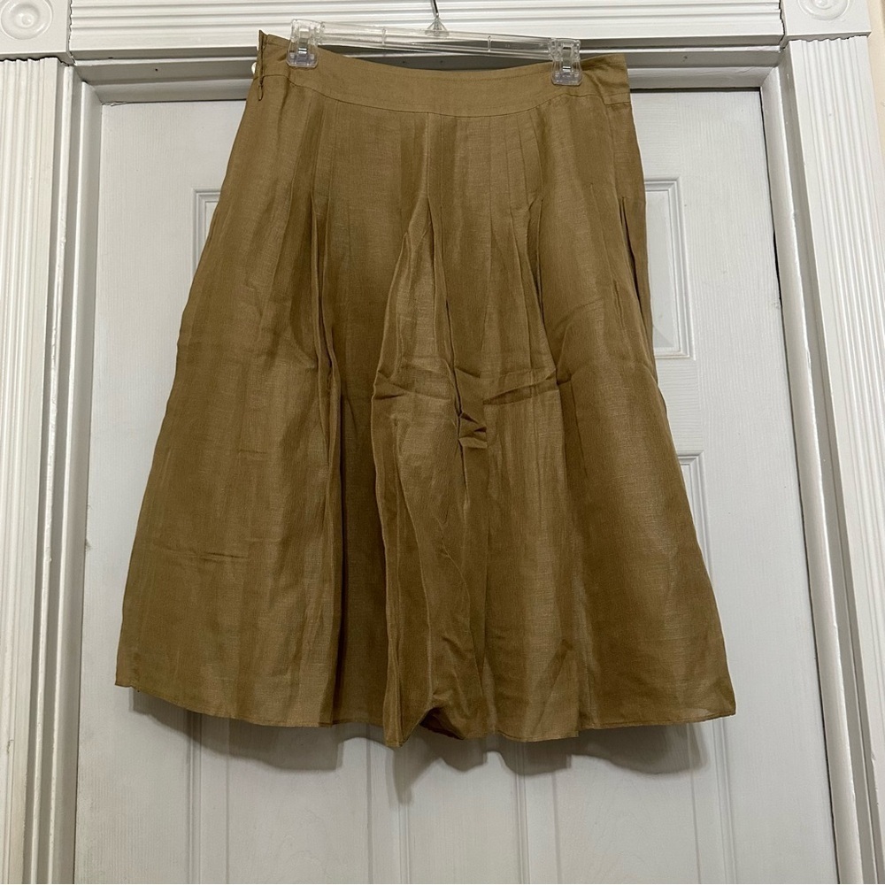 Banana Republic Skirt Womens 4 Golden Tan Linen Silk Blend Lined Career Classic